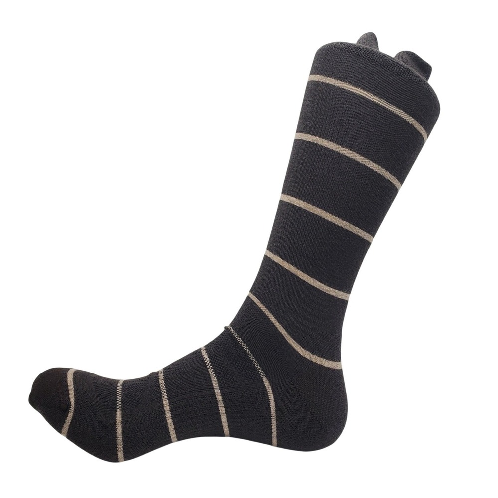 Extra Fine Merino Wool Crew Strip Socks Mens Large Brown Khaki Alchester Exeter